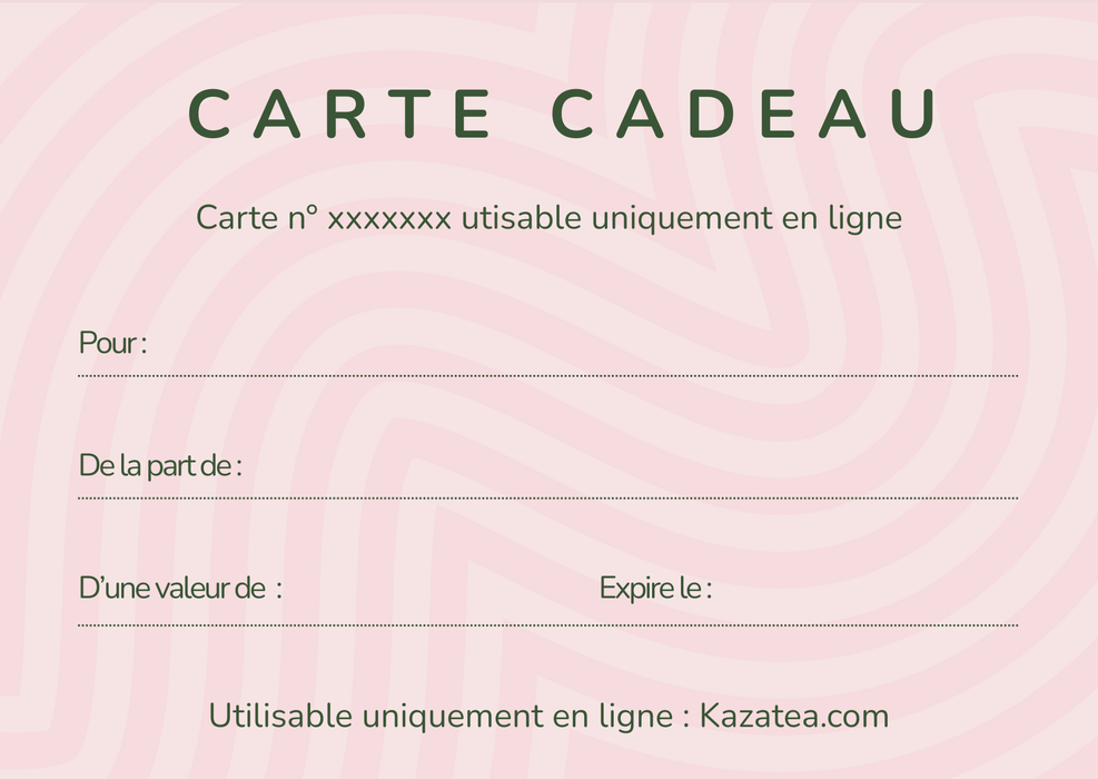 Carte cadeau Kazatea : Offrez une expérience unique de dégustation de Thés et Tisanes