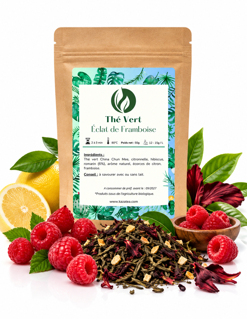 Thé Vert Éclat de Framboise - Hibiscus-Citron-Framboise