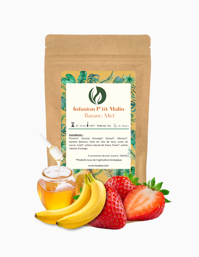 Infusion P'tit Malin- Banane-Miel-Pomme-Fraise